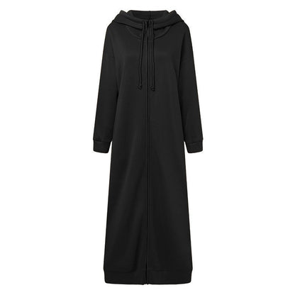 Oversized Hooded Zip-Up Maxi Dress | Fleece Robe Abaya (MS163)