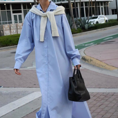 Oversized Shirt Dress with Side Slits(MS332)