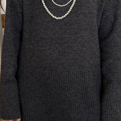 Oversized Turtleneck Sweater with Side Slits(MS251)