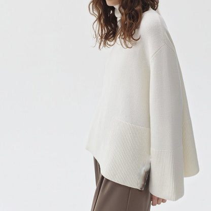 Oversized Turtleneck Sweater with Side Slits(MS251)