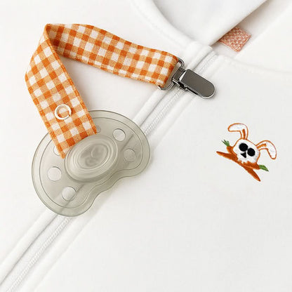 PAPATE cotton Vichy teething clip for attaching teething toys or pacifiers, featuring a classic checkered pattern.