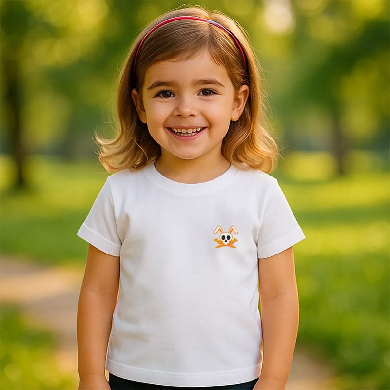 White organic cotton Hotot T-shirt for children by PAPATE, showing front view with soft fabric and simple design.