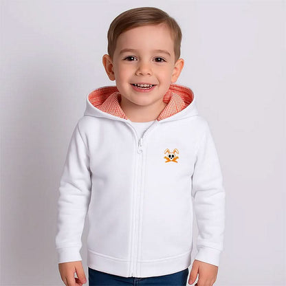 White organic cotton Rhoen sweatshirt by PAPATE, featuring soft fabric and comfortable fit for children.