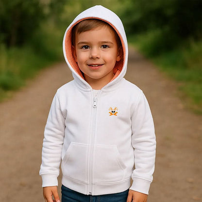 White organic cotton Rhoen sweat from PAPATE, shown on a child, featuring a soft, comfortable design ideal for everyday wear.