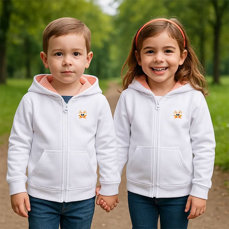 White organic cotton sweatshirt by PAPATE, shown in front view with soft fabric and casual fit.