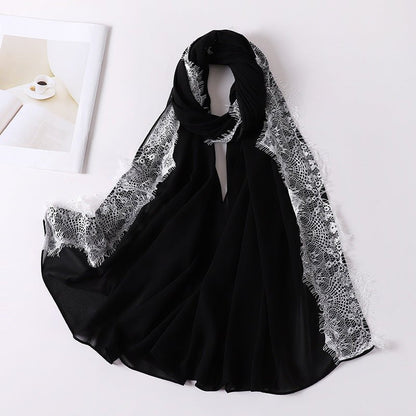 Pearl Chiffon Hijab with Lace Trim (MH218)