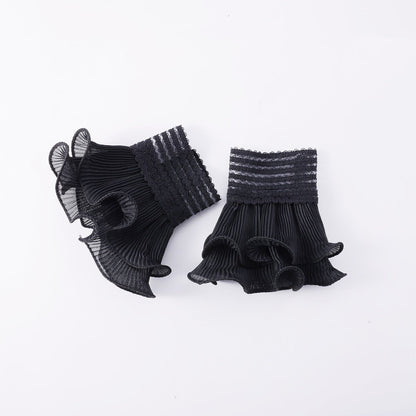 Pearl Embellished Double Ruffle Cuff Sleeves (MAC420)