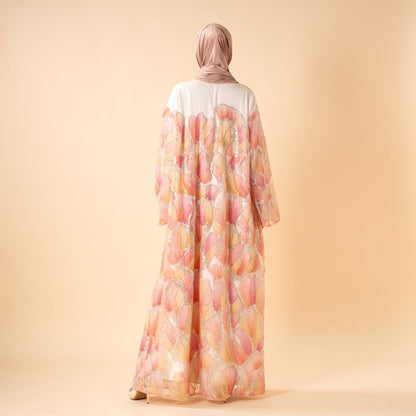 Petal Glow Hand-Embroidered Open Abaya — Secret Garden Series (MOA295)