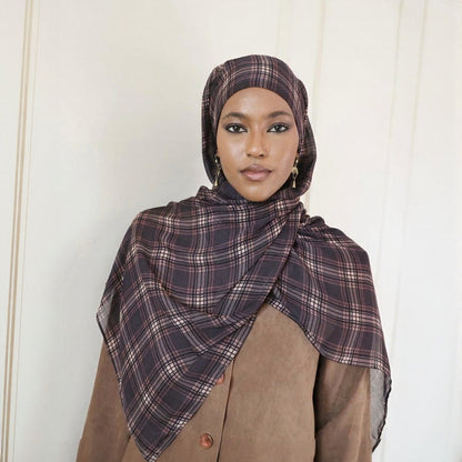 Plaid & Houndstooth Hijab Scarf (MH213)