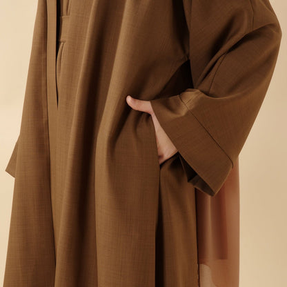 Plain Linen Abaya 3-Piece Set (MOA016)
