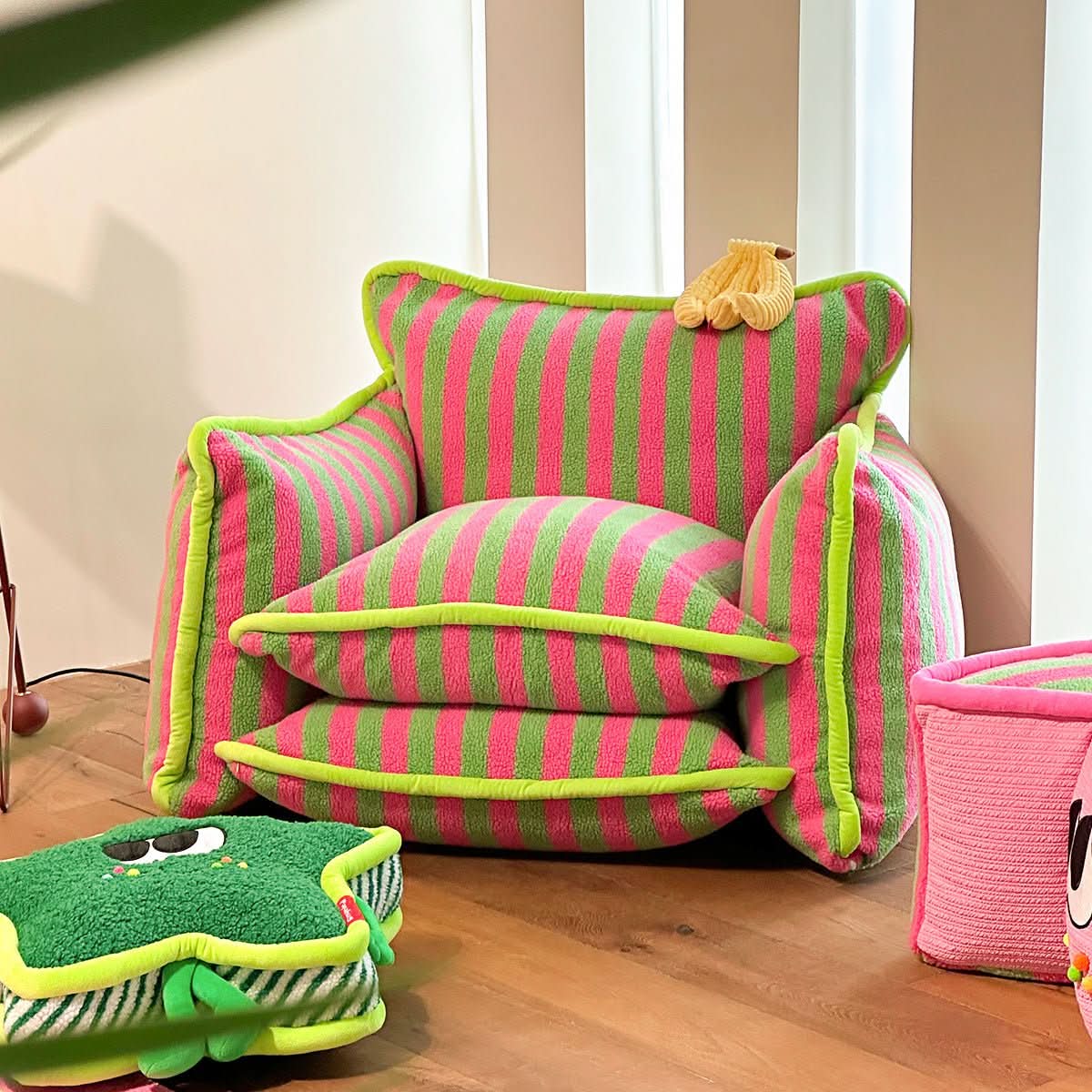 Playful Mind Striped Lazy Sofa Chair - TrendDora
