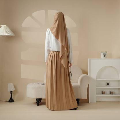 Pleated Overskirt, Wide-Cut Pants & Matching Hijab Set (MS025)