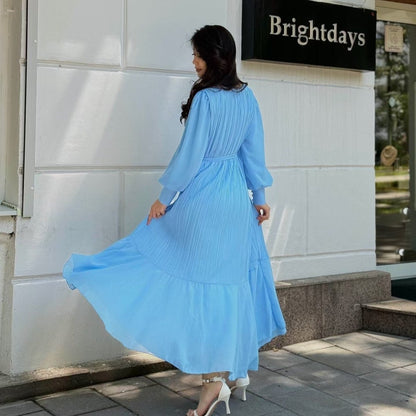 Pleated Tiered Maxi Dress(MS466)