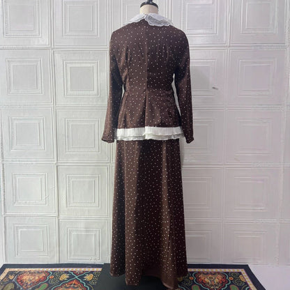 Polka Dot Blazer & Skirt Set | Lace Trim Two-Piece Outfit(MS248)