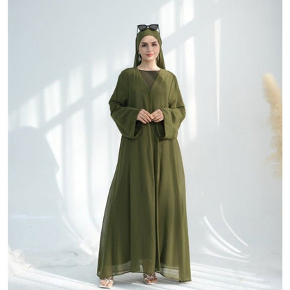 Premium Chiffon 3-Piece Set Abaya(MOA231)