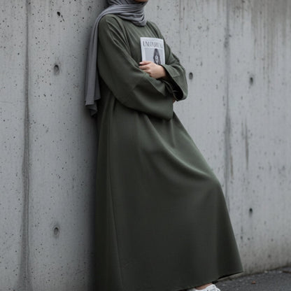 Premium Linen Effect Pullover Abaya with Pockets (MA341)