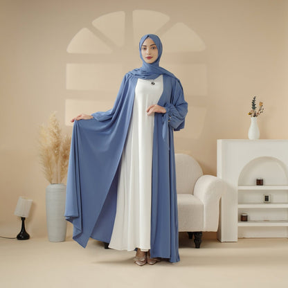 Premium Ribbon Sleeve Abaya: An Elegant Four-piece Abaya Set (MOA105)
