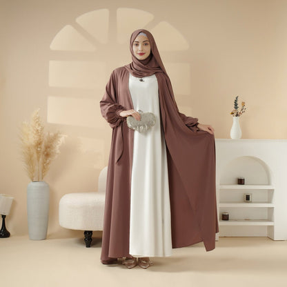 Premium Ribbon Sleeve Abaya: An Elegant Four-piece Abaya Set (MOA105)