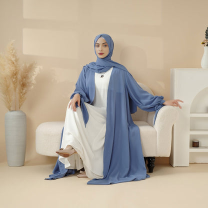 Premium Ribbon Sleeve Abaya: An Elegant Four-piece Abaya Set (MOA105)