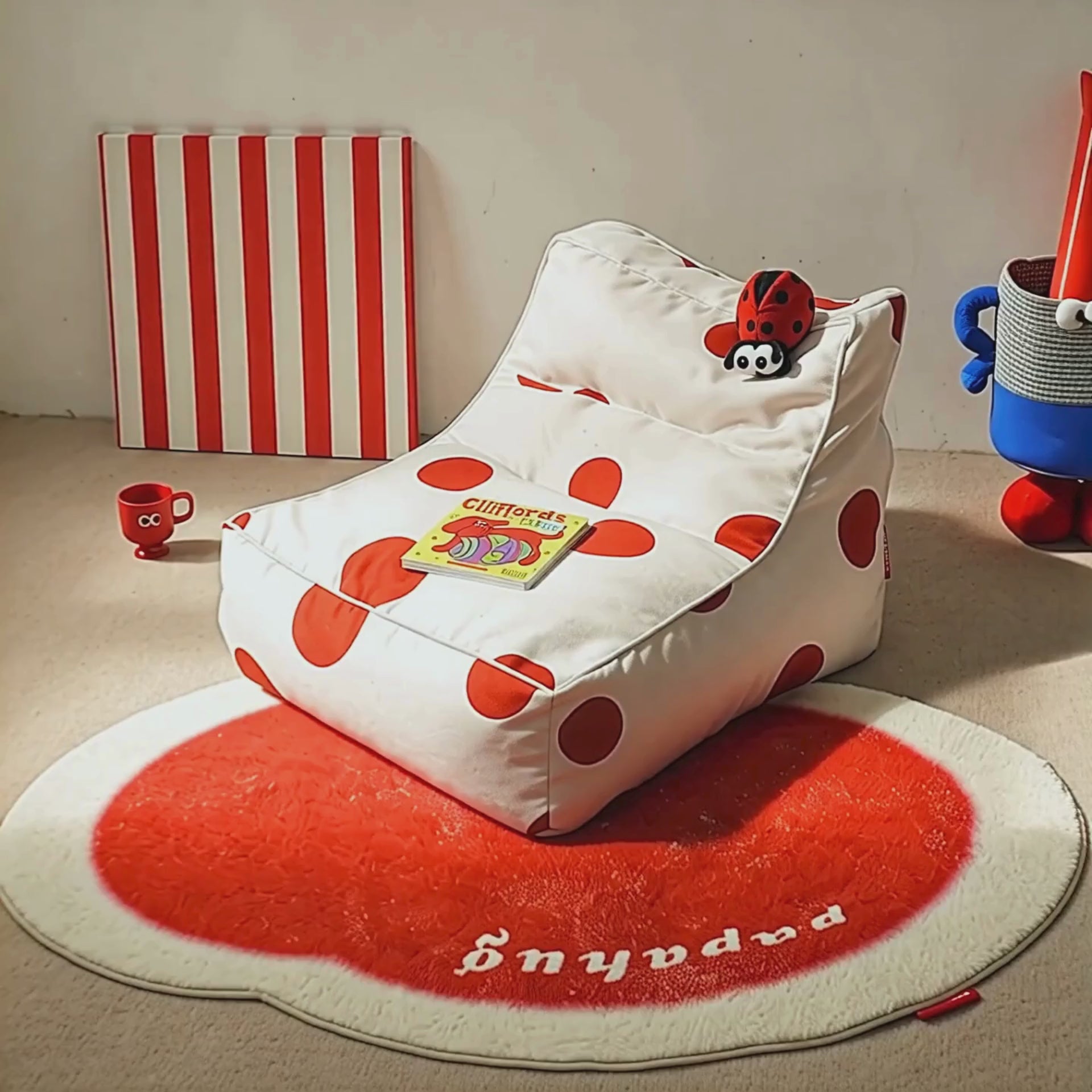 Polka Dot Lady Bug Bean Bag Chair