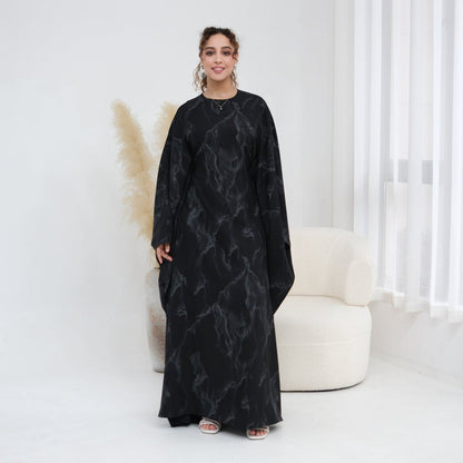 Print Batwing Sleeve Maxi Dress(MA446)