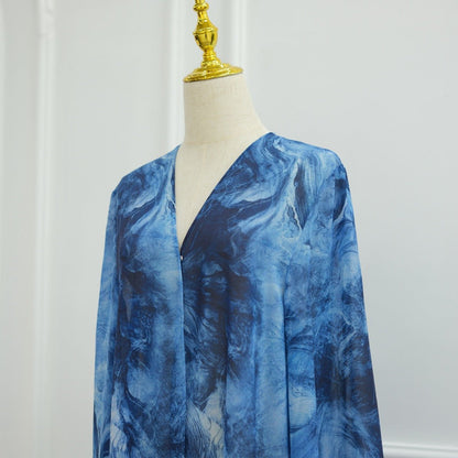 Printed Cardigan Abaya Collection | Modest Luxury Loungewear Feather-Print Robes (MOA194)