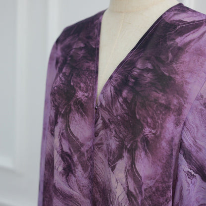 Printed Cardigan Abaya Collection | Modest Luxury Loungewear Feather-Print Robes (MOA194)