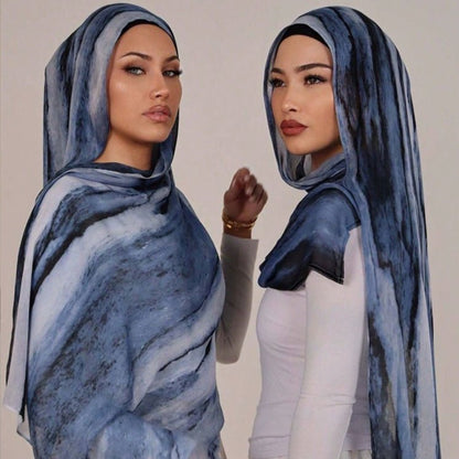 Printed Cotton Hijab Scarf | Soft Breathable Long Headscarf(MH201)