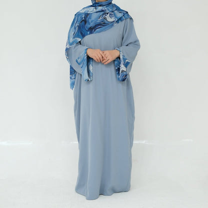 Printed Cuff Nida Abaya & Hijab Set | Relaxed Pocket Maxi Dress Abaya (MA360)
