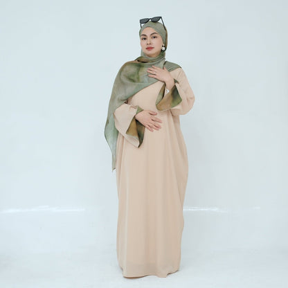 Printed Cuff Nida Abaya & Hijab Set | Relaxed Pocket Maxi Dress Abaya (MA360)