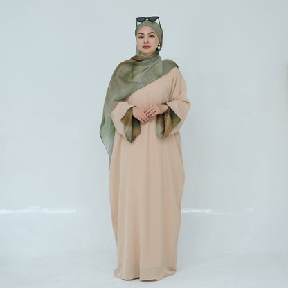 Printed Cuff Nida Abaya & Hijab Set | Relaxed Pocket Maxi Dress Abaya (MA360)