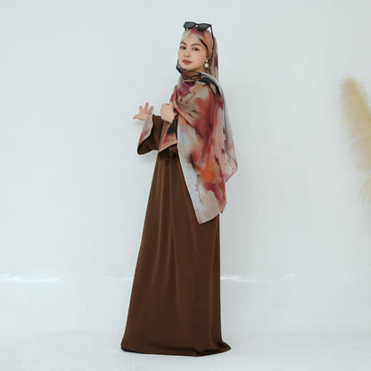 Printed Cuff Nida Abaya & Hijab Set | Relaxed Pocket Maxi Dress Abaya (MA360)