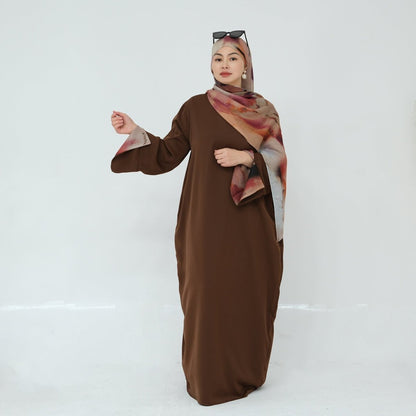 Printed Cuff Nida Abaya & Hijab Set | Relaxed Pocket Maxi Dress Abaya (MA360)