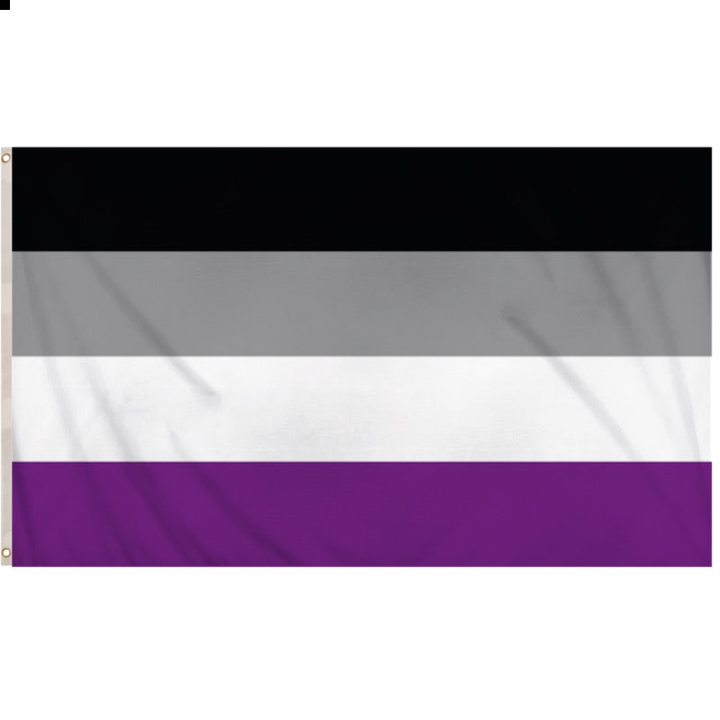 A 5ft x 3ft Asexual Pride Flag by Proud Supplies, featuring vibrant colors and design on fabric flag for display or celebration.