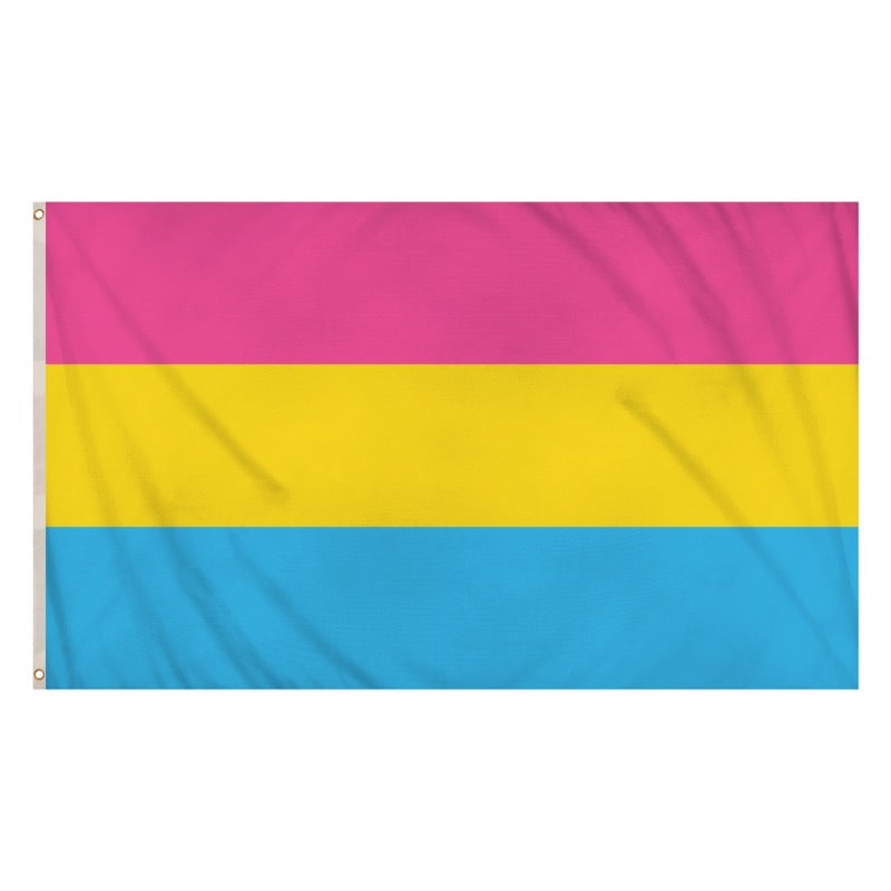 Pansexual Pride Flag, 5ft by 3ft, featuring vibrant rainbow colors representing pansexual pride and inclusivity.