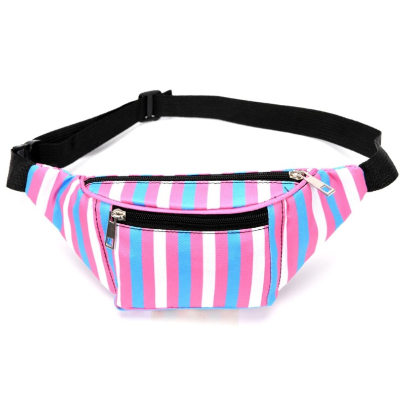 Transgender Pride Bum Bag with rainbow colors and pride flags by Proud Supplies, perfect for expressing LGBTQ+ support.