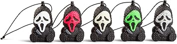 Set of five handmade Ghost Face vinyl figures by Robots, small micro size charms from Ralphie's Funhouse, perfect for collectors.