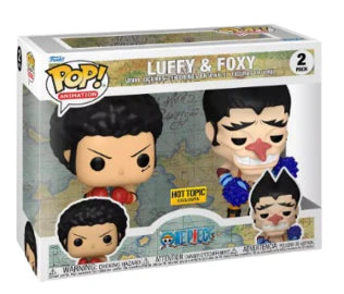 Pop! Animation One Piece Luffy & Foxy 2-Pack action figures by Ralphie's Funhouse, featuring detailed collectible character figures.