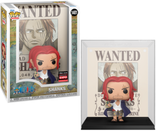One Piece Shanks Wanted Poster Pop! Animation action figure sticker by Ralphie's Funhouse featuring Shanks in a wanted poster design.