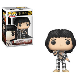 Pop! Rocks Freddie Mercury action figure from Queen with checker pattern, collectible toy figure by Ralphie's Funhouse.