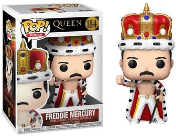Pop! Rocks Queen Freddie Mercury king action figure by Ralphie's Funhouse, detailed toy figure with iconic costume and pose.