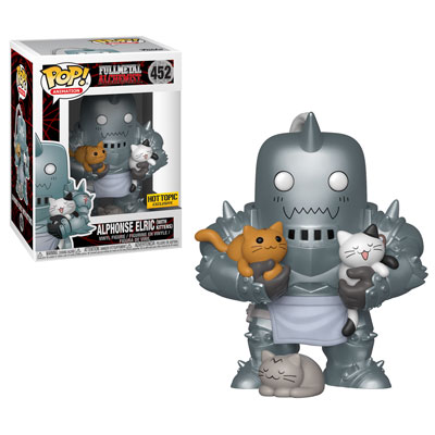 Alphonse Elric figure from Ralphie's Funhouse holding adorable kittens, detailed anime-style collectible toy.