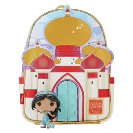 Backpack and Pop! Diamond Bundle featuring Jasmine from Aladdin, with a purple backpack and a Jasmine diamond-shaped figure.