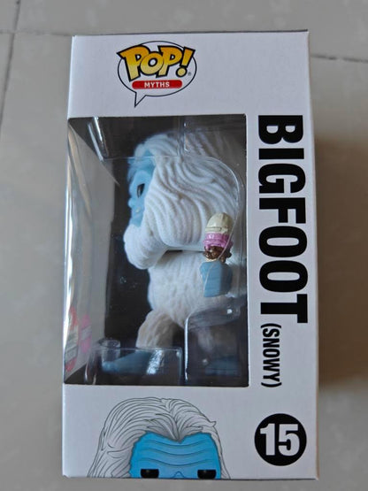 Flocked Bigfoot figure from Canadian Convention, collectible Funko Pop! by Ralphie's Funhouse with snowy detailing.