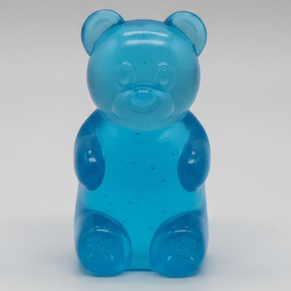 Blue Gummy Bear Squish toy from Ralphie's Funhouse, a slow-rising squishy stress relief toy with a soft, textured gummy bear design.