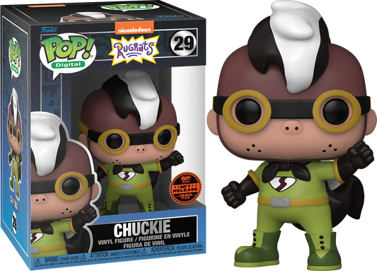 Colorful vinyl art toy of Chuckie from Ralphie's Funhouse, featuring bright orange hair and a mischievous expression.