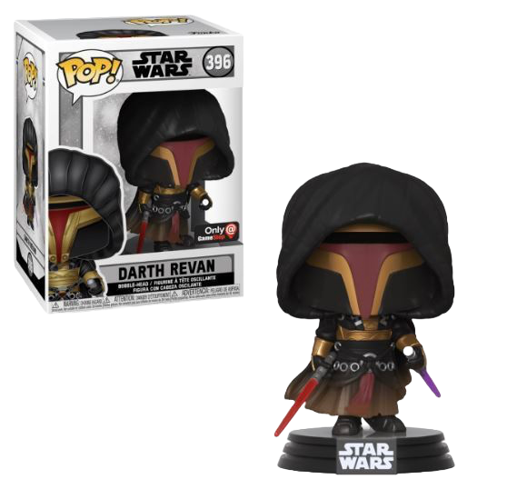 Darth Revan action figure from Ralphie's Funhouse featuring detailed armor and a red lightsaber, posed against a neutral background.