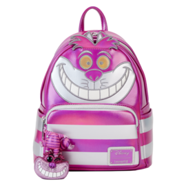 Disney100 Platinum Cheshire Cat cosplay Pop! figure with matching bag bundle from Ralphie's Funhouse, featuring detailed Cheshire Cat design.
