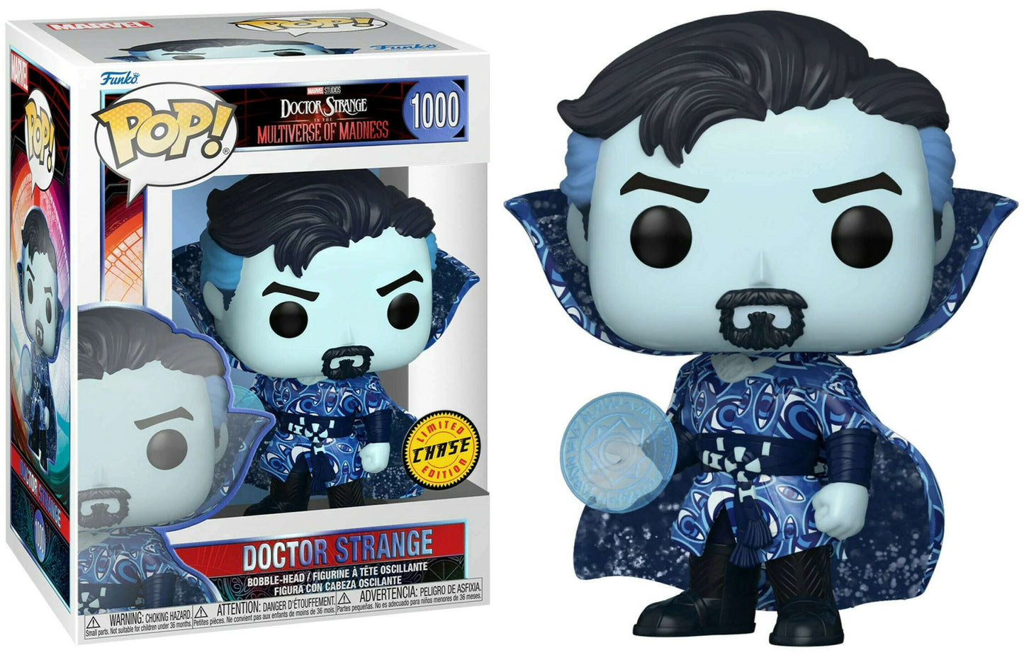 Doctor Strange action figure from Ralphie's Funhouse featuring detailed costume and mystical accessories.