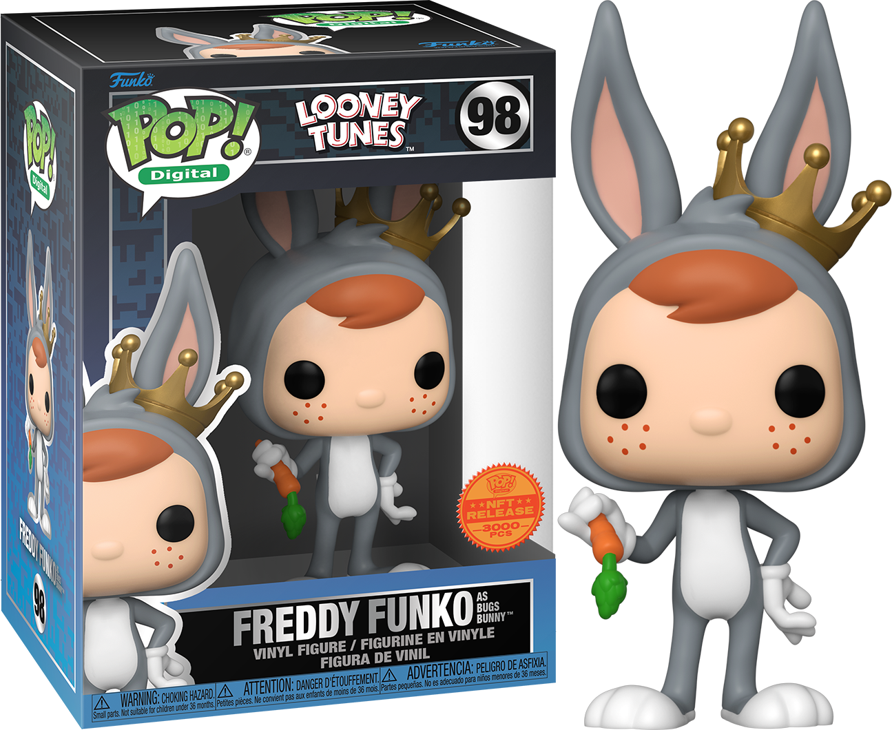 Freddy Funko as Bugs Bunny collectible figure by Ralphie's Funhouse, detailed vinyl toy with cartoon character design.